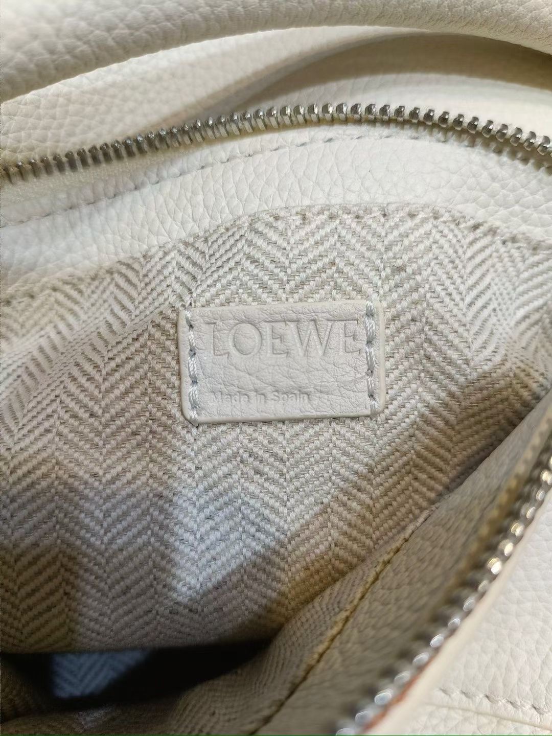 Loewe Mini Puzzle Bag in Soft Grained Calfskin Sea Salt